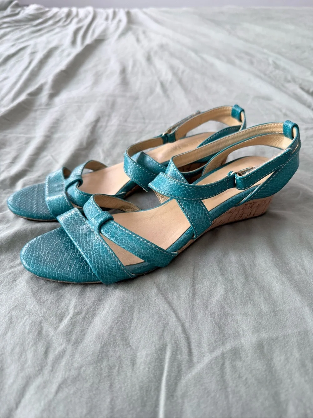 bussola Turquoise Cross-Strap Sandal